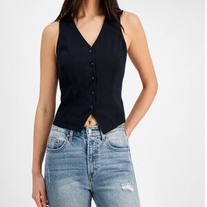 Button-Front V-Neck Vest
